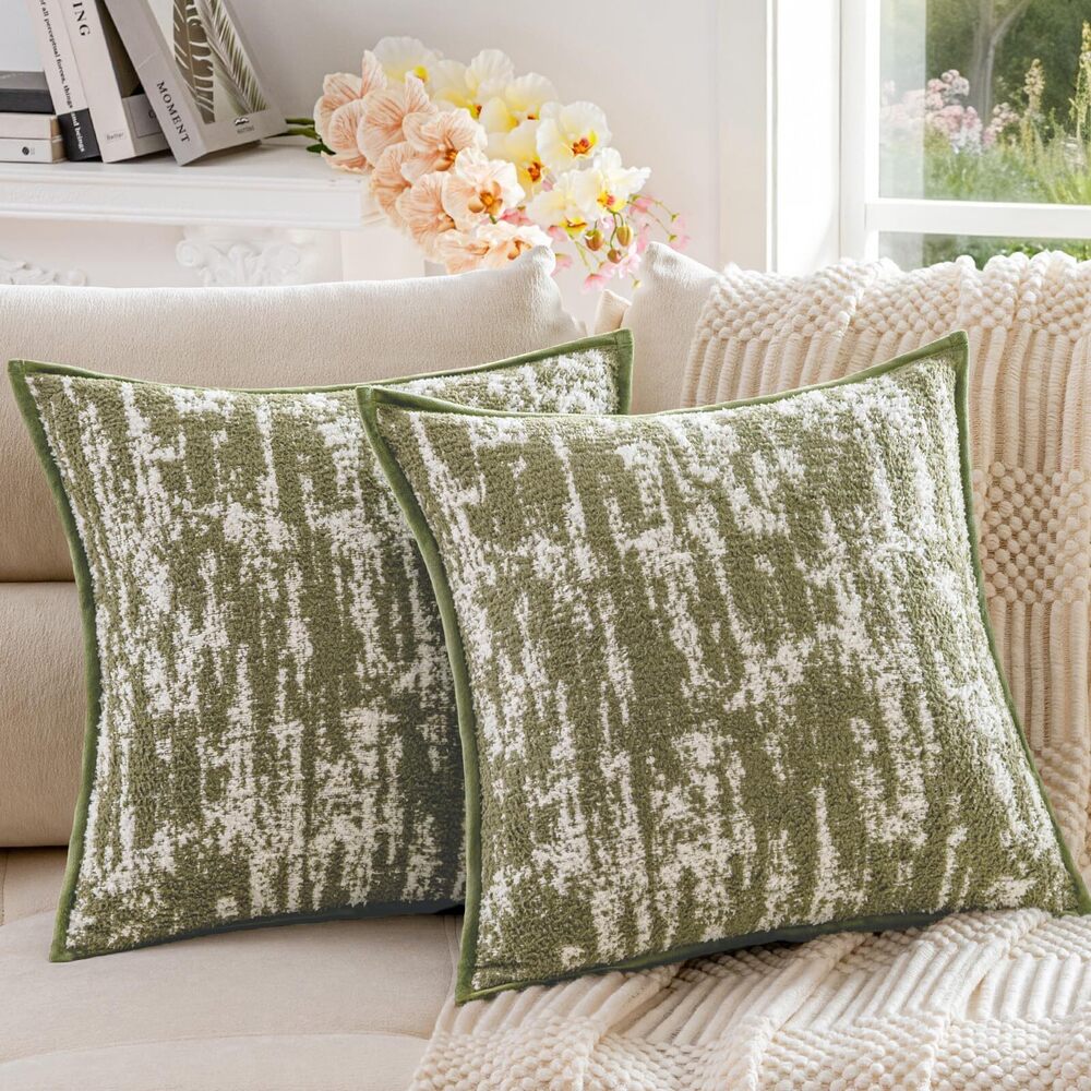 3757 18X18 Throw Pillow Covers Set of 2, Soft Textured Decorative Tie-Dye